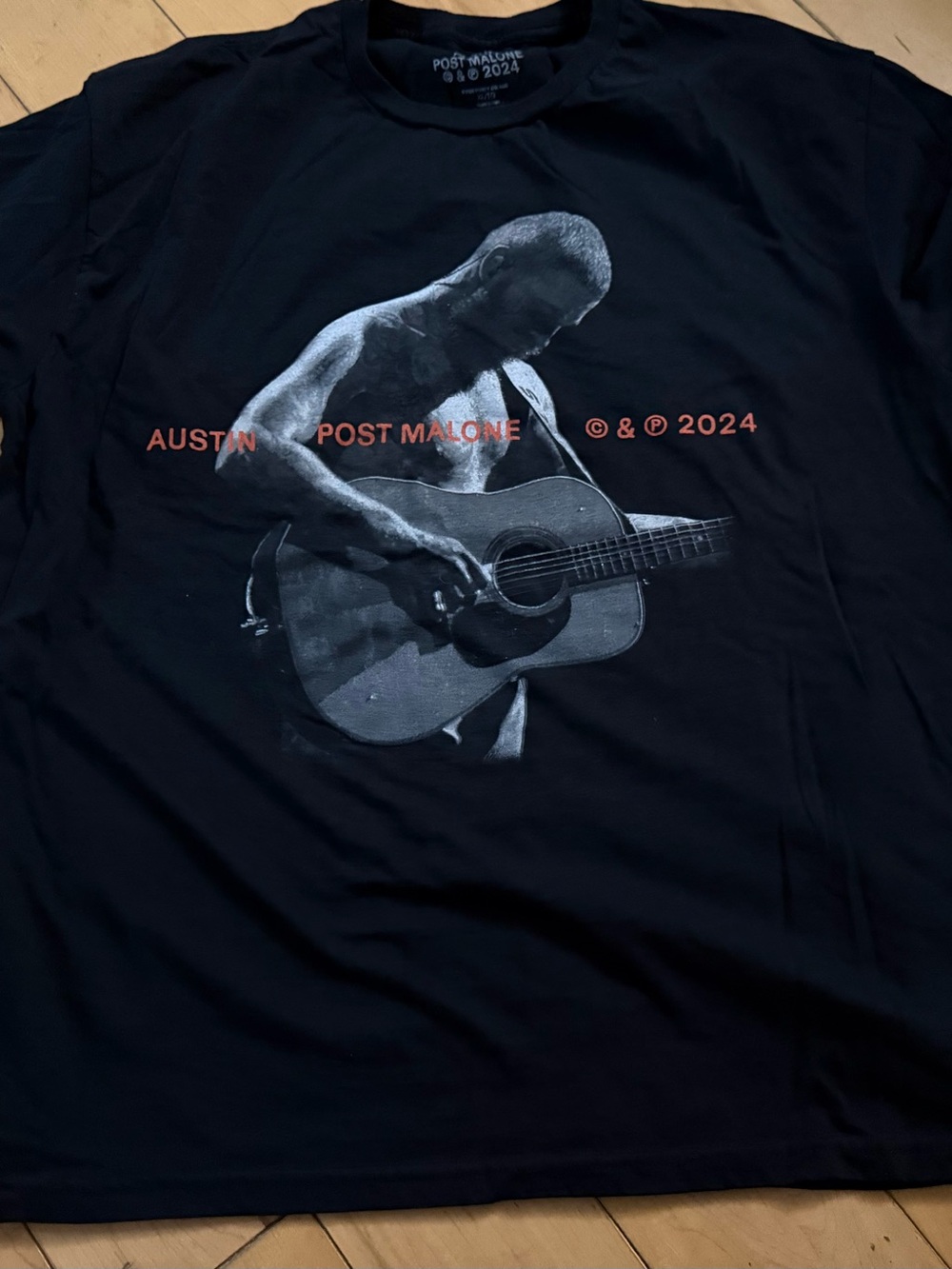 Black Graphic Guitar T-Shirt post Malone